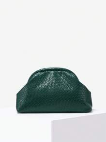 Bolso de playa de ganchillo retro estilo mujer Sia, de gran capacidad con patrón de conchas marinas, decoración con remache rojo Angola, cartera plisada con cierre de mano a juego para el día a día, fiestas y outfits