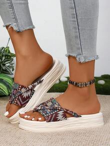 Nuevas sandalias de playa con suela gruesa y estampado floral, suaves y cómodas, de uso versátil - Multicolor - Ver 1