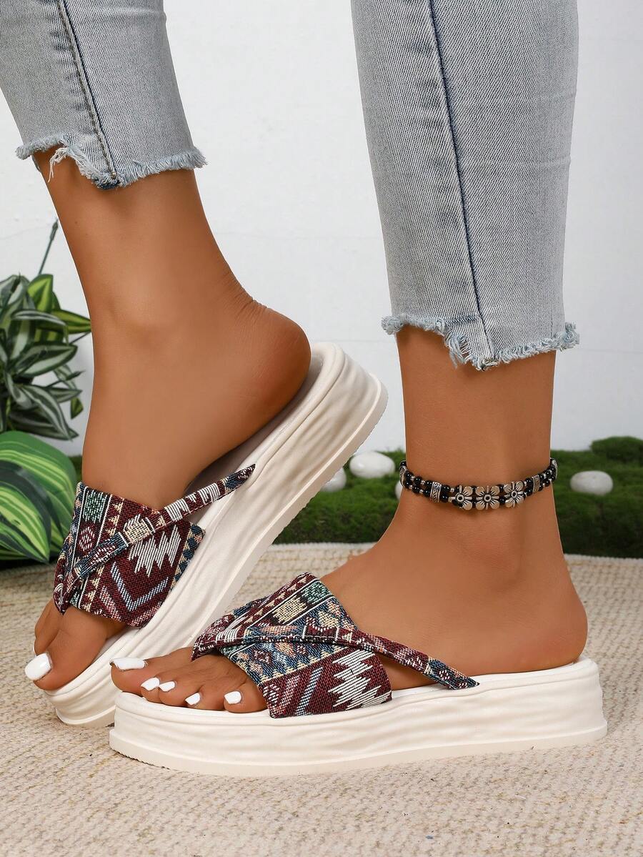 Nuevas sandalias de playa con suela gruesa y estampado floral, suaves y cómodas, de uso versátil - Multicolor - Ver 1