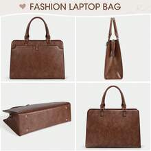 NEWHEY Laptop Bag For Women 15.6 Inch Laptop Tote Bag Leather Work Bag Waterproof Briefcase Business Office Computer Bag Large Capacity Handbag Shoulder Bag - Rust Brown - View 8