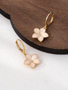 4 对/套夏季旅行海滩花卉多巴胺滴油耳环套装，适合女士，适合多种场合佩戴