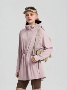 TECTOP Women's Outdoor UV Protection Hoodie, UPF200+, Mid-Length, Drawstring Waist Design, Breathable & Cool, Spring/Summer