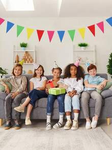 164ft/50m Colorful Triangular Banners And Banners, Reusable Nylon Fabric Banners With 100 Triangles, Suitable For Baby Shower Decoration, Indoor And Outdoor Banner Decoration. - Color - View 6