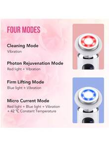 400mAh Battery Capacity Facial Massage Device With Microcurrent, RF And Lifting Functions For Skin Tightening And Beauty - Pink - View 5