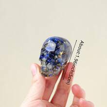 1 件手工树脂水晶骷髅装饰，带碎石，非常适合家庭办公室装饰、万圣节、复活节、感恩节、情人节礼物、串珠和珠宝制作 - 樹脂水晶頭骨 - 查看 10