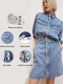 2 pièces/4 pièces/6 pièces Boutons de rechange pour jeans, boutons de taille sans clou, boutons de taille avec lettres argentées multifonctionnels amovibles. Kit de remplacement de boutons détachables pour jeans et jupes sans couture