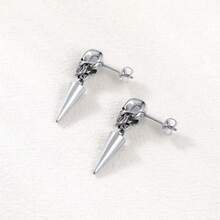 1 Pair Of Classic Skull Conical Design, Suitable For Both Men And Women To Wear On Halloween - Hypoallergenic Earneedles, Durable And Long-Lasting, A Unique Gift For Friends And Family, Valentine's Day Gift, A Gift For Him - skeleton - View 7
