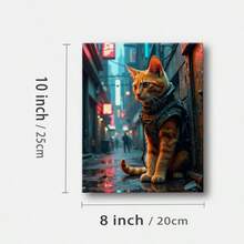 1pc Framed Canvas Poster, Orange Cat, Tactical Vest, Cyberpunk-Style Wall Art Canvas Paintings, Ideal Gift For Bedroom Living Room Corridor, Wall Art, Wall Decor, Room Decoration - Multicolor - View 6