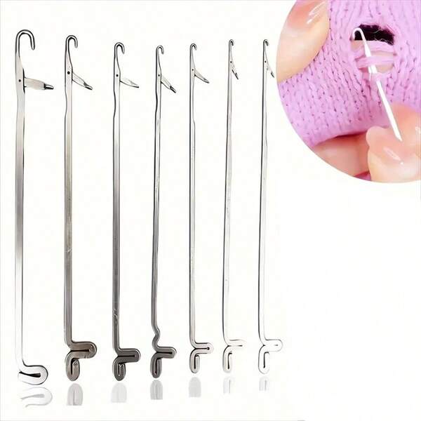Set de 7 piezas de ganchos de crochet, herramienta de reparación de suéteres, juego de costura hecho a mano, aguja tridireccional, aguja herramienta para cuentas, adecuado para todas las estaciones, opción ideal para entusiastas del crochet