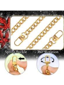 1 Pack Flat Purse Chain Iron Bag Link Chains Shoulder Straps Chains With Metal Buckles Hook For Replacement, DIY Handbags Crafts, 7.9 Inches/20cm(Gold) - Multicolor - View 4