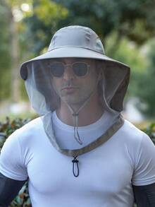 户外钓鱼帽网眼面罩遮阳帽男士透气网眼男士太阳帽夏季帽子，适合徒步、钓鱼等夏季户外活动