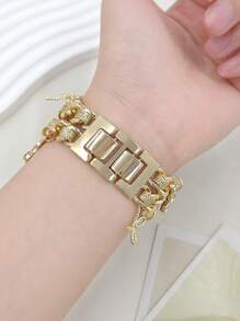 1pc Cute Rhinestone Cherry Dow Zinc Alloy Gold Strap Compatible With Apple Watch 38mm 40mm 41mm 42mm 44mm 45mm 49mm (S10 42)Mm(S10 46)Mm, Fashionable Simple Women's Metal Wrist Strap Compatible With Watch Series Ultra 2 S10 SE 9 8 7 SE 6 5 4 3 2 1,Fashionable Women's Watch Strap,Smart Watch Strap/Band,Smart Watch Accessories,Valentine's Day/Mother's Day/Daily/Holiday Gift