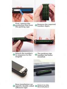 1pc Press-Down Hidden Temporary Parking Number Sign With Night Visibility, Durable Plastic Car Dashboard Phone Number Card For Easy Contact - one-size - View 3