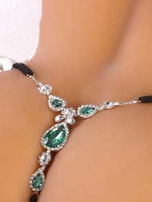 1 件性感绿色水滴水钻闪亮内裤链，沙滩比基尼，婚礼新娘伴娘礼物，好评如潮 - 彩色 - 查看 7