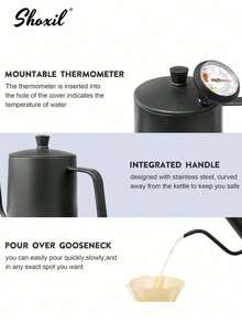 shoxil 咖啡套装、宰牲节礼物、02号手冲咖啡套装、手冲咖啡套装、便携式旅行咖啡配件工具、内含600毫升咖啡壶和温度计、600毫升玻璃咖啡壶（带V02滴滤）、手动咖啡研磨机、咖啡勺、咖啡秤、玻璃咖啡罐、咖啡研磨机清洁刷、100张咖啡滤纸、送给家人和朋友的节日礼物