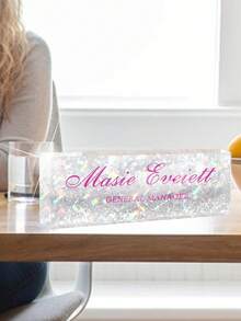 A Personalized Customized Desktop Nameplate 20 * 6 * 1.5cm, Made Of Acrylic Material, Supports Customization Of Names/Text/Fonts/Text/Colors On Various Designed Tabletops, With High Transparency And Glossiness, Perfect For Personalized Appreciation Gifts For Teachers, Bosses, Doctors, Managers, Etc., Desktop Ornaments For Employees And Students, Annual Employee Nameplates, Father's Day And Mother's Day Encouragement Gifts Back To School - Multicolor - View 10