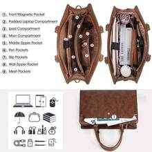 NEWHEY Laptop Bag For Women 15.6 Inch Laptop Tote Bag Leather Work Bag Waterproof Briefcase Business Office Computer Bag Large Capacity Handbag Shoulder Bag - Rust Brown - View 5