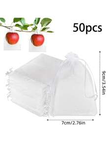 50 Pieces Fruit Protection Bags Fruit Netting Bags With Drawstring,Garden Fruit Cover Mesh Bag To Protect Plants From Pest Birds Squirrels - White - View 11
