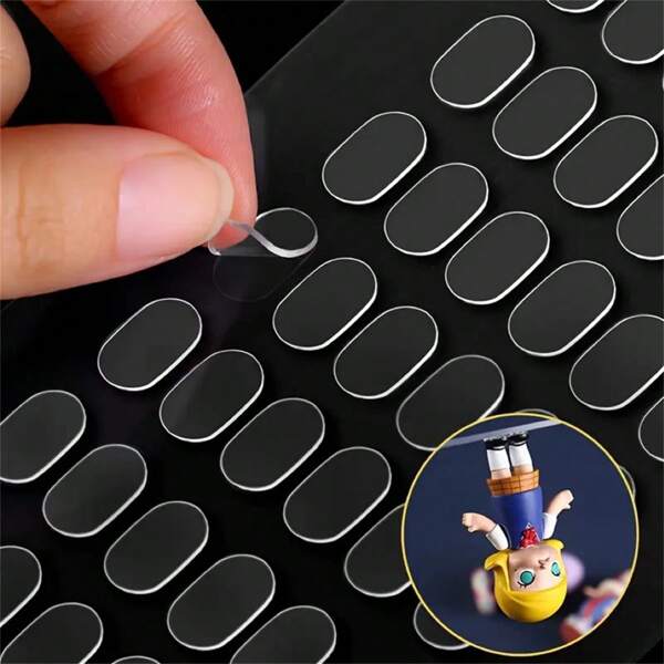60/120 Pieces Of Double-Sided Transparent Tape - Strong And Residual Adhesive, Suitable For DIY Handicrafts, Model Car Decoration, Mysterious Box Pads, Etc.