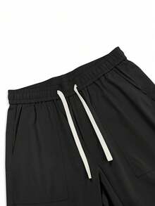 男士美式复古街头宽松直筒工装裤，大口袋，休闲街头风格，高端质感，适合送给丈夫/男朋友的秋季礼物 - 黑色 - 查看 6