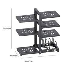 1pc Adjustable Heavy Duty Kitchen Organizer - Large Capacity Pots And Pans Rack, Multipurpose Heavy Duty Pots And Pans Storage Rack Under Cabinet, 7 Layers Adjustable Pan Storage Rack For Kitchen Cabinet Organizer And Storage, Kitchen Organizer - Black - View 9