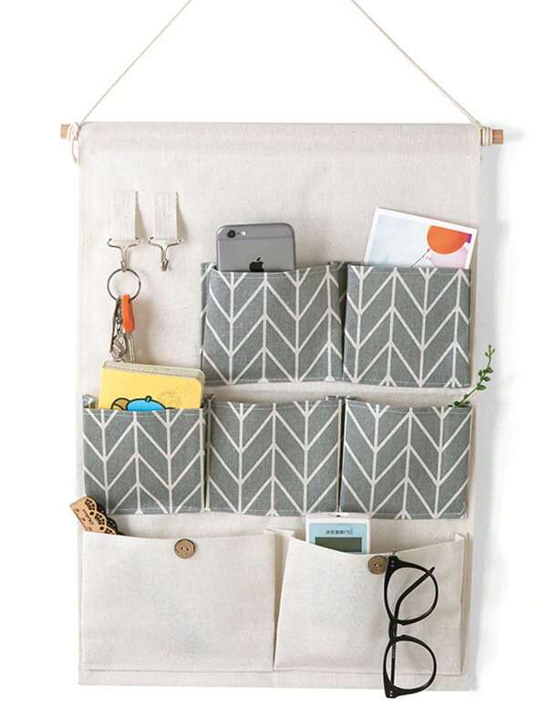 1pc Fabric Hanging Storage Bag, Multi-Layer Wall Mounted Organizer Pocket For Home Organization
