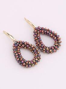 sehuoran 1 Pair Handmade Beaded Crystal & Pearl Bohemian Style Earrings, Colorful Personalized Versatile Dangling Earrings With High-End Elegant Mixed Color, Suitable For Party & Daily Wear