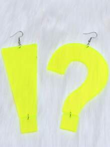 1 Pair Stylish Acrylic Neon Color Oversize Question Mark & Exclamation Point Pendant Earrings, Suitable For Women Party Wear