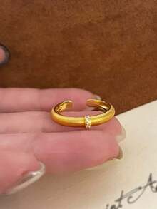 1pc Wide Textured Gold/Silver Open Band Rings, Suitable For Everyday Wear For Women - JZ7887 Wide Version - View 9