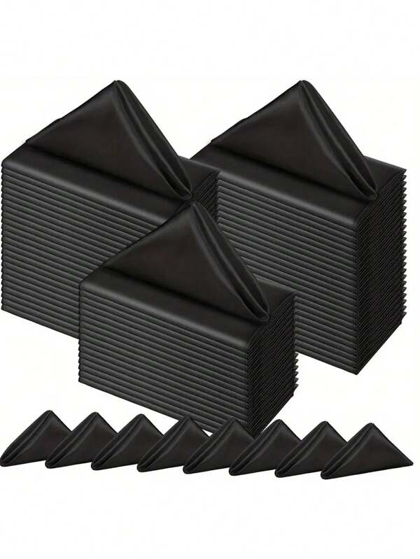 4/8/12/16 piezas de servilletas cuadradas de satén negro elegantes de 17 pulgadas, servilletas de cena suaves, aptas para bodas, fiestas, banquetes y restaurantes. Un diseño suave y resistente a las arrugas crea decoraciones de mesa de comedor de moda