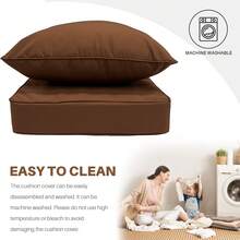 Outdoor Seat Cushion Set Waterproof & Fade-Resistant Patio Chair Cushions With Removable Cover, Deep Seat & Back Cushion For Outdoor Patio Furniture Cushions Seat Cushion & Back Cushion - Coffee Brown - View 6