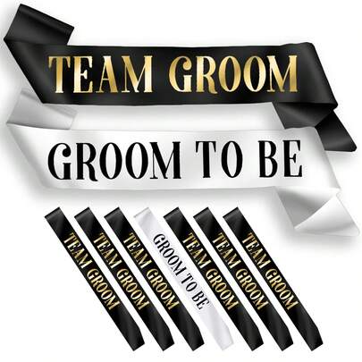 金色箔单身女郎腰带套装 | 伴郎新郎婚礼派对腰带套装 黑色团队新郎腰带 适用于单身汉新娘婚礼派对装饰礼品淋浴用品