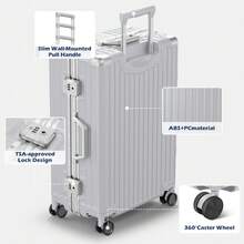 Luggage Set 20+28 Inch 2 Piece Aluminum Frame , ABS+PC Hard Shell Lightweight Rolling Suitcase With Universal Wheels & TSA Lock For Travel & Business Silver - Silver - View 5