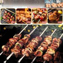 5/10/20 Pieces Flat Thick BBQ Skewers, 11.8 Inch Grill Skewers, Grill Iron Skewers, Reusable Grill Kebab Skewers - Heat-Resistant & Dishwasher Safe, Suitable For Family Gatherings, Kitchen Tools, Outdoor Cooking, Night Markets, Restaurants, Barbecue, Camping, Picnics, Party Supplies, Barbecue Parties, Sleek Metallic Skewers | Durable Bbq Sticks, Grilling Accessories For Outdoor Grill