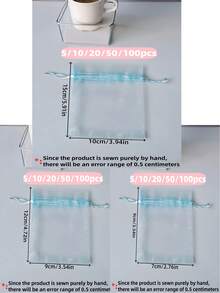 5/10/20/50/100件多色时尚礼品包装袋、礼品袋、家居及日用品、尼龙袋收纳袋、节庆派对用品、婚庆用品、礼品装饰包装、小包装袋、珠宝及配饰包装、礼品挂袋、生日礼物珠宝束口袋、婚宴袋、 - 藍色 - 查看 5