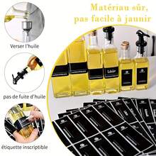 SAEIV 6/12 Pieces Oil Bottle With Pourer, Oil Dispenser, 250 Ml Oil Bottle, Vinegar And Oil Bottle Set, Beautiful Labels, Olive Oil Dispenser, Practical Seasoning For The Table - 6 250ml Oil Bottles - View 5