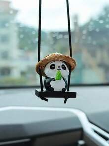 1 pieza Lindo y creativo colgante de panda para auto, producto para interior de auto, adorno colgante para espejo retrovisor, decoración de auto - Multicolor - Ver 8
