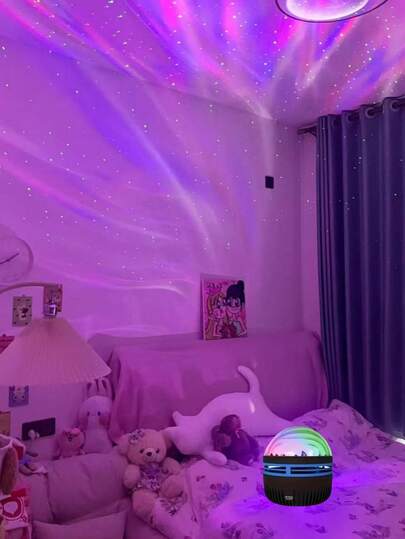 1 件装极光灯投影仪、台灯、儿童阅读氛围灯、育儿室装饰照明、遥控北极光投影仪、成人床头夜灯投影仪，适用于办公室、游戏室/卧室/天花板/派对、节日、礼物、户外