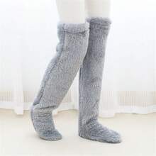 New Plush Knee High Socks, Warm Teddy Bear Pattern Floor Socks, Women Knee Socks For Autumn/Winter - Multicolor - View 5