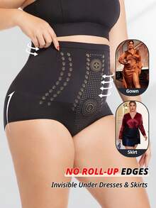 FLARIXA 加大码收腹内裤高腰收腹塑身衣无缝产后束腰内裤女士提臀塑身裤 - 黑色 - 查看 4