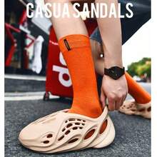 Foam Runner Sneakers Cloud Slides Pillow Sandals Sports Shoes Non-Slip Lightweight Walking Shoes Fashion Outdoor Indoor Summer Beach Sandals For Women Men - 杏色 - 查看 3