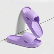 高端压花皮革一脚蹬拖鞋，舒适的室内拖鞋 - 紫羅蘭色 - 查看 4