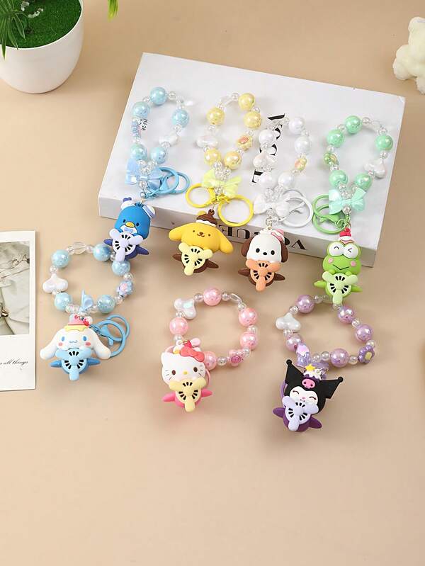 Sanrio Juego de 1/7 piezas Accesorios variados de Sanrio con diseños de avión, flores, abalorios, colgantes de Kitty, llaveros adorables, colgantes para mochila, adecuado como regalo de cumpleaños, decoraciones de vacaciones, bolsa de viaje, artículos para damas de honor, enfermeras y maestros, artículos autorizados de Sanrio para la escuela