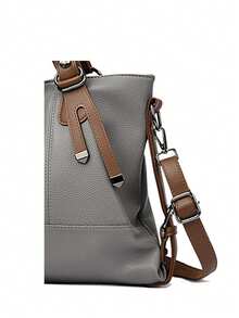 2024 勃艮第酒红色女士单肩包大容量托特包斜挎包 - 灰色 - 查看 9