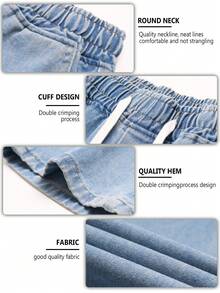 Women's Long Jeans Versatile Casual Wide-Leg Loose Regular Woven Thin Material New Retro High Waist Button Jeans Fashionable Slim Fit High Quality Affordable Best-Selling Jeans - 中藍色 - 查看 5