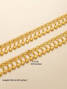 160厘米长链华丽垂坠流苏项链肩链中东奢华新娘礼服肩带身体链女士珠宝派对节日配饰 - 金黃色 - 查看 13