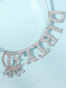 1 Minimalist Elegant Rhinestone Crown Birthday Princess Tiara Hair Accessory - Silver - View 10