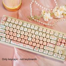142 Keys Party Kitten Keycaps, Cute Cat-Shaped MAO Height Personalized Keycaps, PBT Dye-Sublimated, Suitable For 61/75/87/98/100 Keyboards
