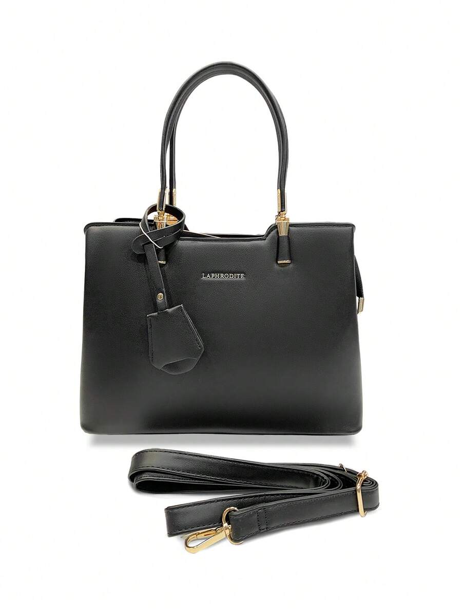 MILANO BAG, Casual, Fashionable, Elegant, Personalized, Luxurious PU Leather Tote Bag, Adjustable Shoulder Strap, Suitable For Parties, Vacations, Business, Summer, Vintage Style, Weekends, Gift - Black - View 1