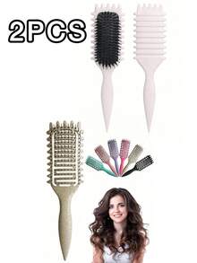 2025 最新款野猪鬃毛卷发造型梳，男女适用 - 顺发、定型、防毛躁，符合人体工学设计，方便携带，适用于沙龙/家居/美容必需品